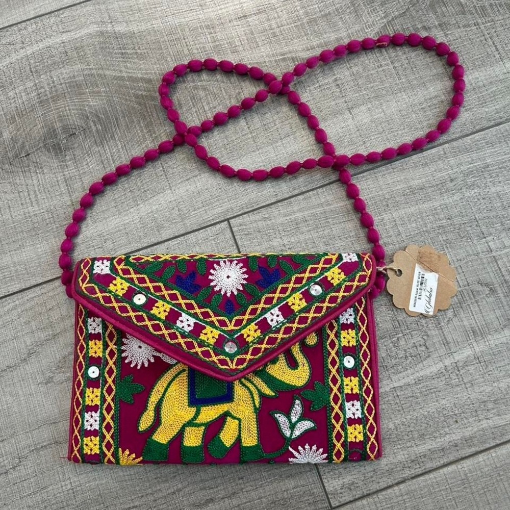 Embroidered Colorful Elephant Crossbody Bag – Boho‎ Festival Clutch